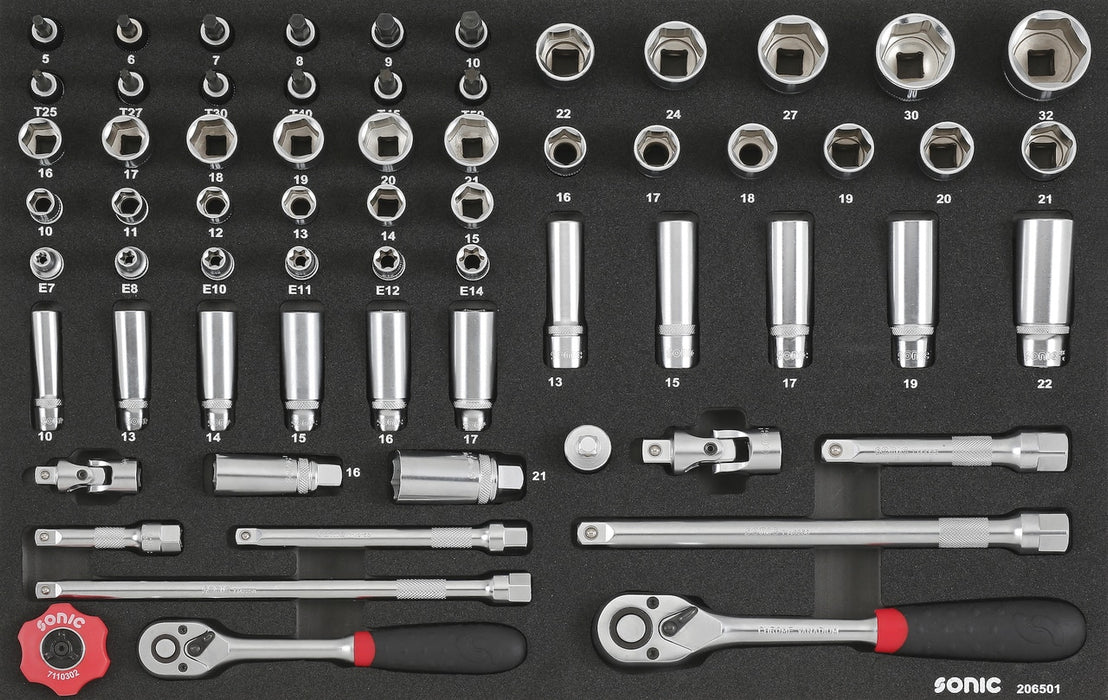 Combination Socket Set 3/8" & 1/2", 65-PCS - MEDIUM