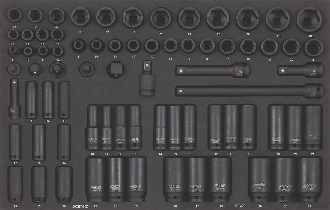 Impact Socket Set 3/8" 1/2", 73-PCS - MEDIUM