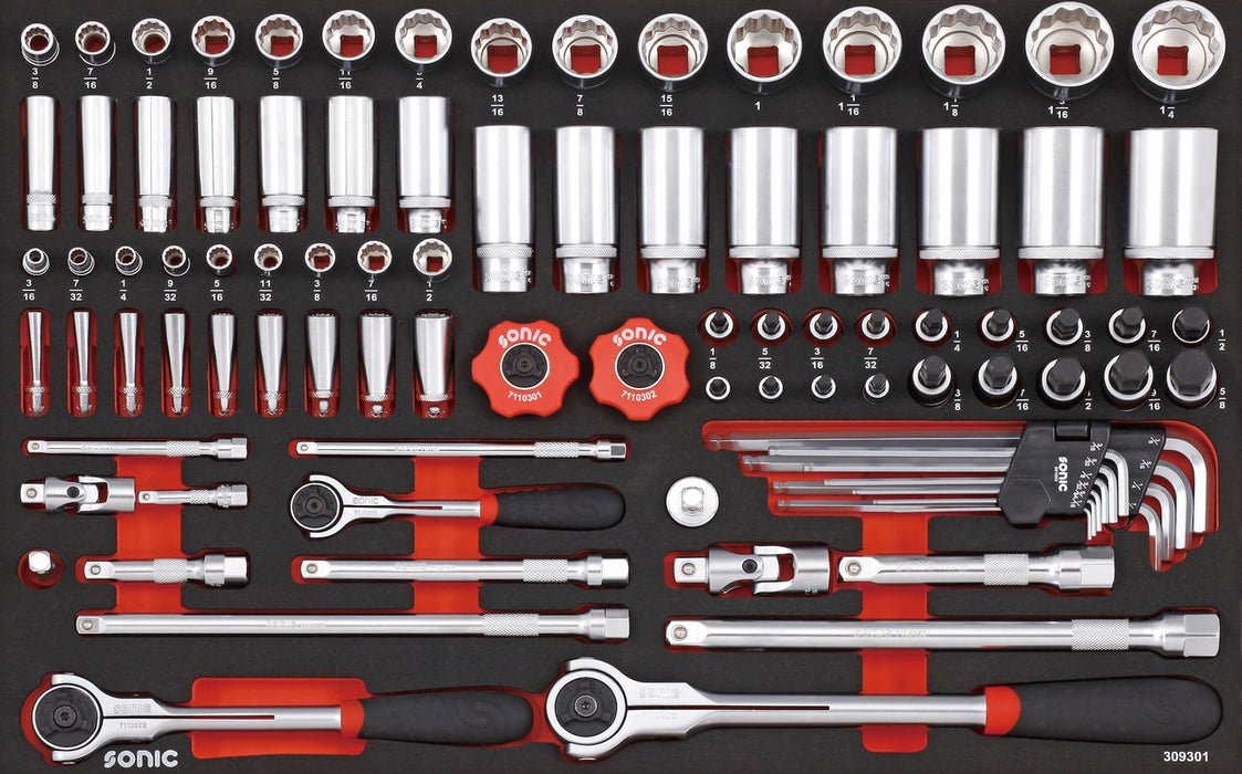 Socket Set 1/4", 3/8", 1/2" (SAE), 93-PCS - MEDIUM