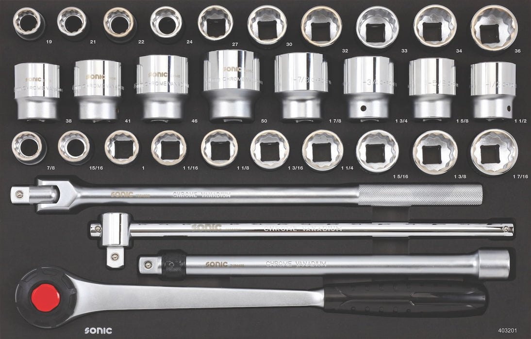 Metric and SAE Socket Set 3/4", 32-PCS - MEDIUM