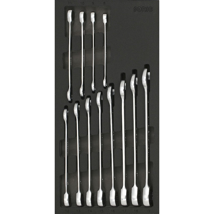 Flat Ring Ratchet set 12pt, 12-PCS - SMALL